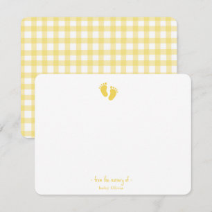 Schattigee Yellow Baby Footprint Nursery Bedankkaart