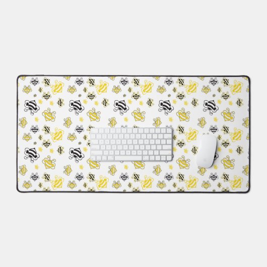 Schattigee Yellow Bees Desk Mat – Fun Bee Pattern  (Keyboard & Muis)