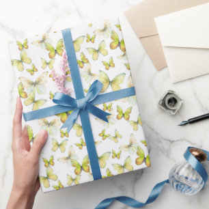 Schattigee Yellow Butterflies Pattern Pastel Cadeaupapier