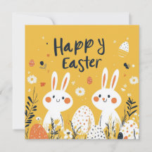 Schattigee Yellow Easter Bunnies Holiday Kaart