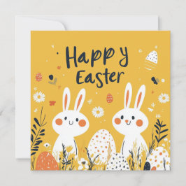 Schattigee Yellow Easter Bunnies Holiday Kaart