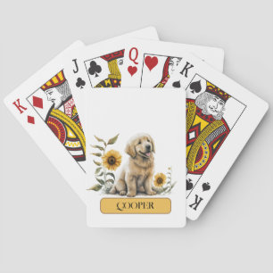 Schattigee Yellow Lab Puppy met Zonnebloemen, Pers Pokerkaarten
