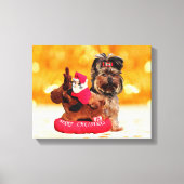 Schattigee Yorkshire Terrier Vrolijk kerstfeest Canvas Afdruk (Voorkant)