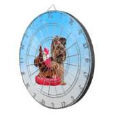 Schattigee Yorkshire Terrier Vrolijk kerstfeest Dartbord (Voorkant Rechts)