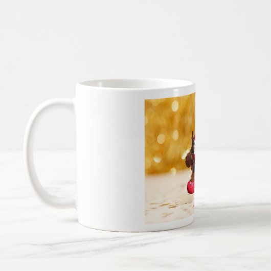 Schattigee Yorkshire Terrier Vrolijk kerstfeest Koffiemok (Links)