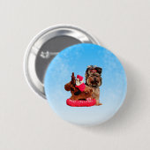 Schattigee Yorkshire Terrier Vrolijk kerstfeest Ronde Button 5,7 Cm (Voorkant /achterkant)