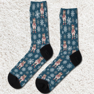 Schattigee Yorkshire Terrier Winter Navy Blue Sokk Sokken