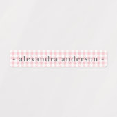 Schattigee Zachte Roze Gingham Kinder Waterdichte  Labels (Design 1)