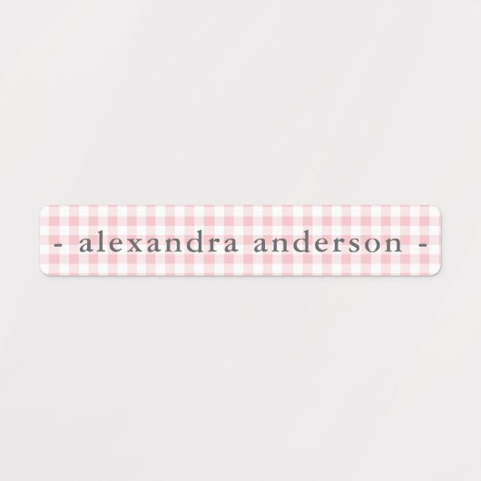 Schattigee Zachte Roze Gingham Kinder Waterdichte  Labels (Design 1)