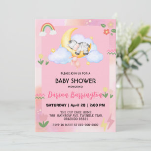 Schattigee zebra Bloemenballon baby shower feestme Kaart