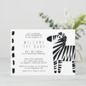 Schattigee Zebra Dusty Blue Boy Baby shower Uitnod Kaart (Staand voorkant)