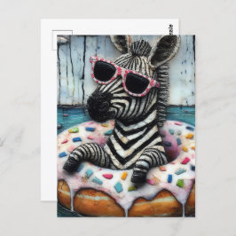 Schattigee Zebra geniet van een Float Trip in Doug Briefkaart