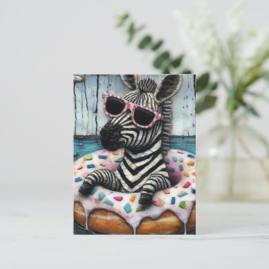 Schattigee Zebra geniet van een Float Trip in Doug Briefkaart (Staand voorkant)
