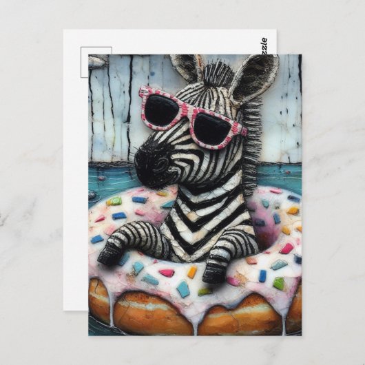 Schattigee Zebra geniet van een Float Trip in Doug Briefkaart (Voorkant / Achterkant)