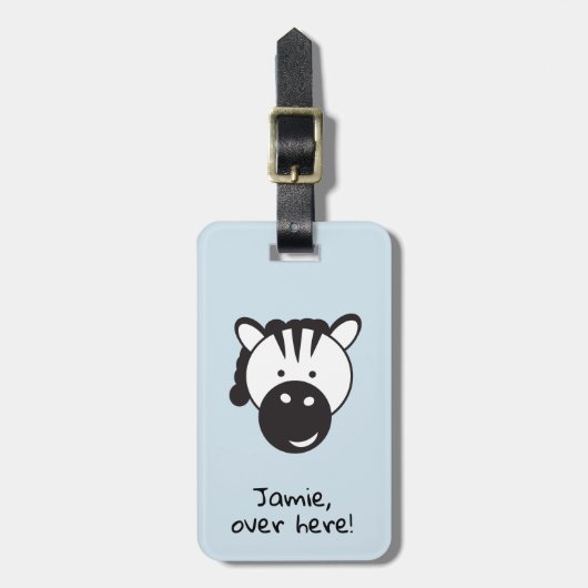 Schattigee Zebra | Hier | Gepersonaliseerd Bagagelabel (Voorkant verticaal)