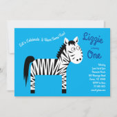Schattigee Zebra Kinder 1e verjaardagsfeestuitnodi Kaart (Voorkant)