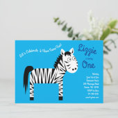 Schattigee Zebra Kinder 1e verjaardagsfeestuitnodi Kaart (Staand voorkant)