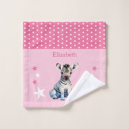 Schattigee zebra Naam toevoegen Polka dots sterren Washandje (Wasdoekje)