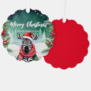 Schattigee Zebra Santa Xmas Holiday Party Familie  Ornament Kaart
