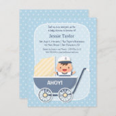 Schattigee zeeman in wandelwagen, nautisch Baby sh Kaart (Voorkant / Achterkant)