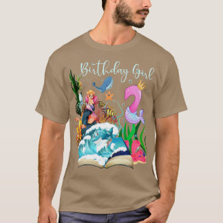 Schattigee Zeemeermin 2e Verjaardag Meisje T-shirt