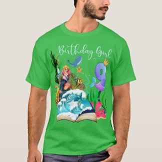Schattigee Zeemeermin 9th Verjaardags Meisje T-shirt