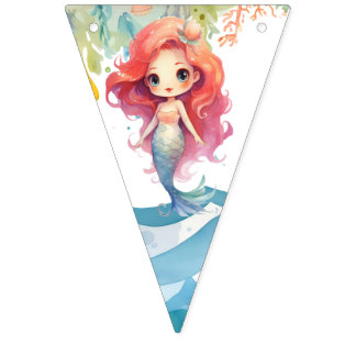 Schattigee zeemeermin Bunting Banner