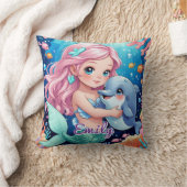 Schattigee Zeemeermin en Dolfijn Vierkant Kussen – (Deken)