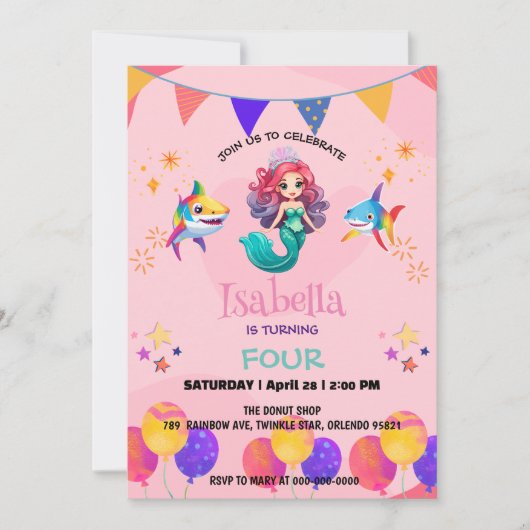 Schattigee Zeemeermin haai regenboog kleurrijke ve Kaart (Voorkant)