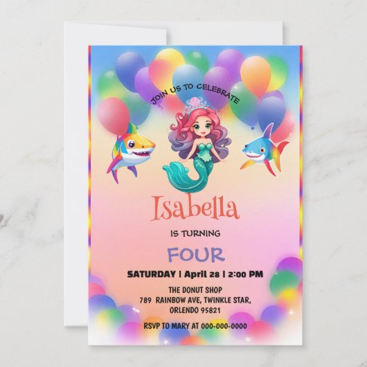 Schattigee Zeemeermin haai regenboog kleurrijke ve Kaart (Voorkant)