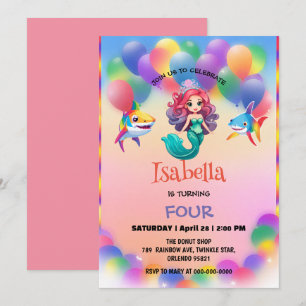 Schattigee Zeemeermin haai regenboog kleurrijke ve Kaart