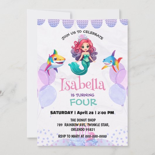 Schattigee Zeemeermin haai regenboog kleurrijke ve Kaart (Voorkant)