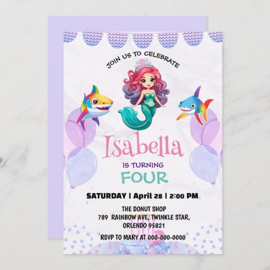 Schattigee Zeemeermin haai regenboog kleurrijke ve Kaart (Voorkant / Achterkant)