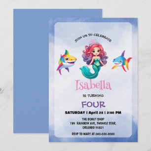 Schattigee Zeemeermin haai regenboog kleurrijke ve Kaart