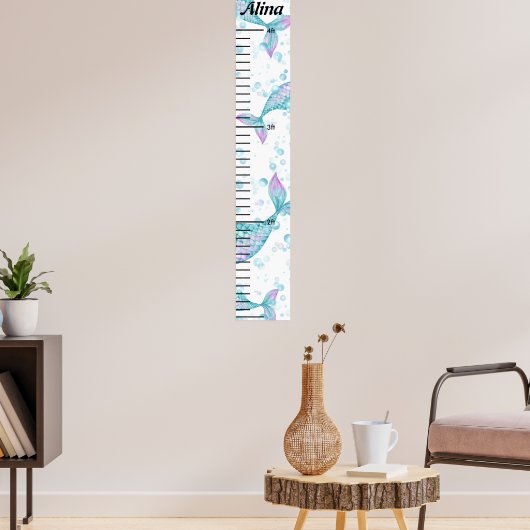 Schattigee Zeemeermin Meisjes Gepersonaliseerde Mu Poster (Woonkamer 3)