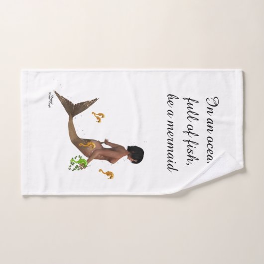 Schattigee zeemeermin met zeepaardjes handdoek (Handdoek)