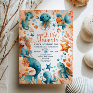 Schattigee Zeemeermin Ocean Marine Life Girl Kids Kaart