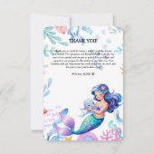 Schattigee Zeemeermin Onder het Zee Waterverf Baby Bedankkaart (Voorkant)