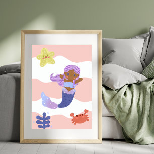 Schattigee Zeemeermin Roze Kwekerij Kinderen Poster