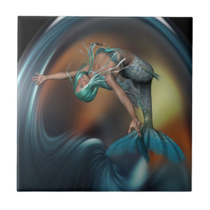 Schattigee zeemeermin vrolijk zwemmen tegeltje