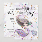 ~ Schattigee Zeemeermin Walvishoorn Baby shower ui Kaart (Voorkant / Achterkant)