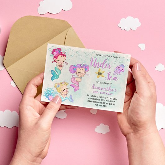 Schattigee zeemeerminnen onder het Zee Verjaardags Kaart