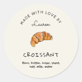 Schattigee zelfgemaakte croissant ronde sticker