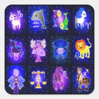 Schattigee Zodiac-tekens Vierkante Sticker