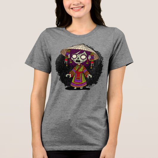 Schattigee zombie Tri-Blend shirt (Voorkant)