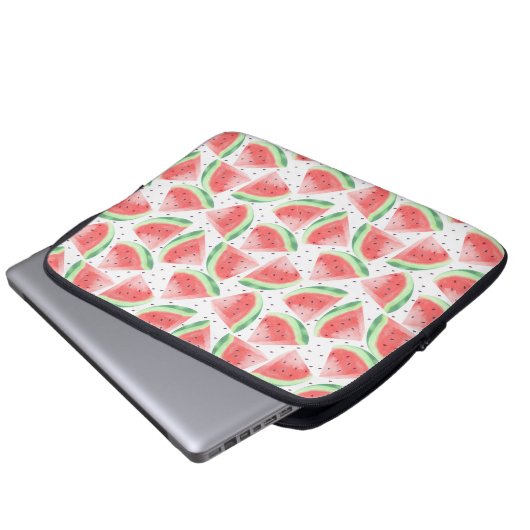 Schattigee zomer Kawaii Waterverf Watermeloen Laptop Sleeve (Voorkant onderkant)