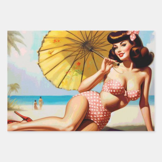 Schattigee  Zomer Pin Up Inpakpapier Vel (Voorkant)