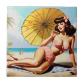 Schattigee  Zomer Pin Up Tegeltje (Voorkant)