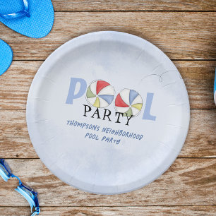 Schattigee Zomer Pool Party Custom Papieren Bordje