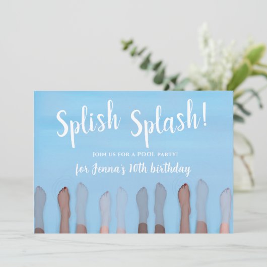 Schattigee Zomer Pool Party Waterverf Custom Kaart (Staand voorkant)